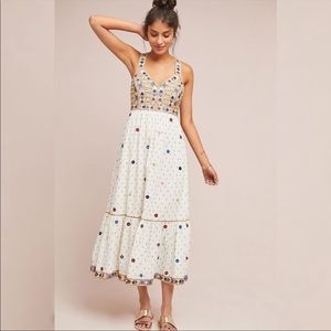 Anthropologie Payal Pratap Norah Nora Embroidered Midi Dress EUC Size 12/14
